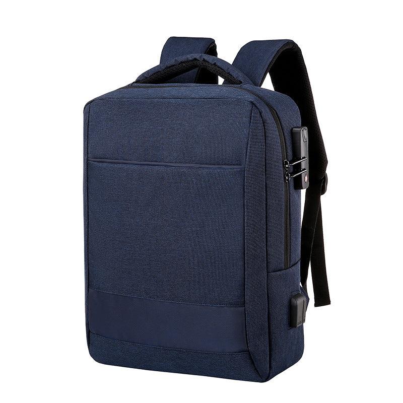 Smart Anti-Theft Lock Backpack With USB Charging Ports Bag- Blue - Obeezi.com