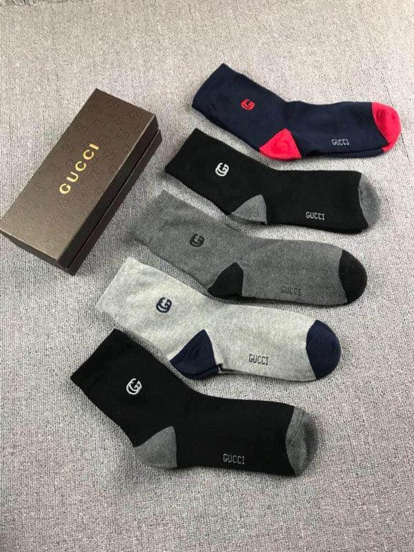 stamp print Black Ash Grey Dark Navyblue socks - Obeezi.com