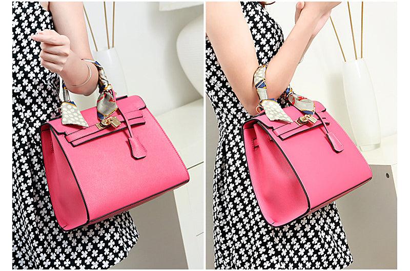 Stunning Padlock Birkin Inspired With Scarf - White - Obeezi.com