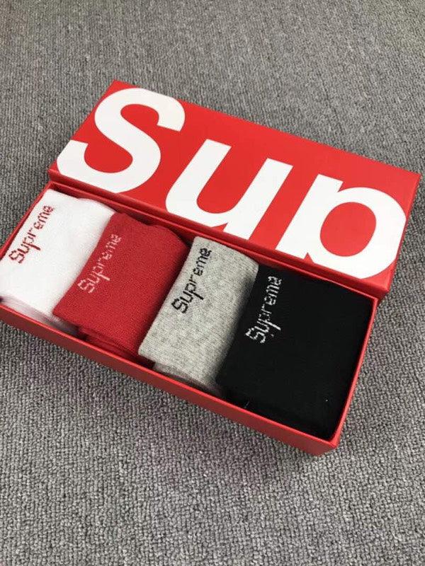 Supreme unisex socks Black/White/Ash/Red - Obeezi.com