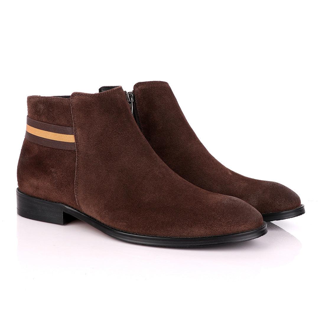 Terry Taylors Coffee Brown Suede Chelsea Formal Boot. - Obeezi