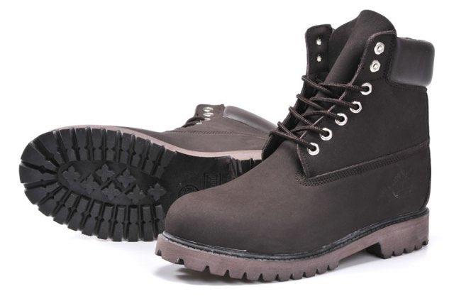 Timberland 6 Inch Nubuck Leather Boots Coffee Brown Black Mens Boots Shoes - Obeezi