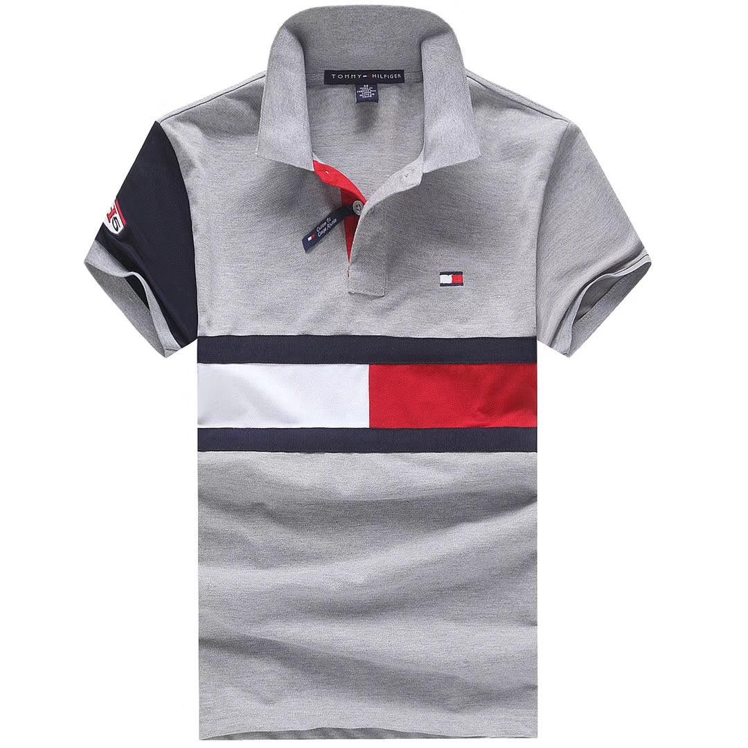 Tommy Hilfiger Classic Grey Dual Color Short-Sleeve Polo - Obeezi