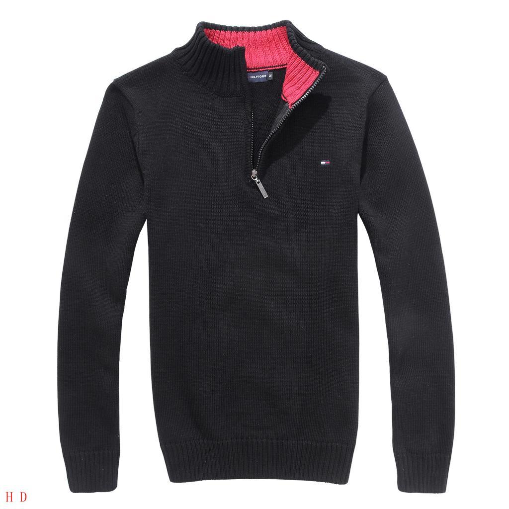 Tommy Hilfiger Cooper Half Zip Sweater-Black - Obeezi