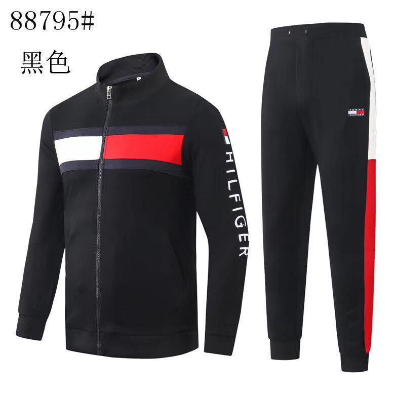 Tommy Hilfiger Front Logo Black Cotton Tracksuits - Obeezi