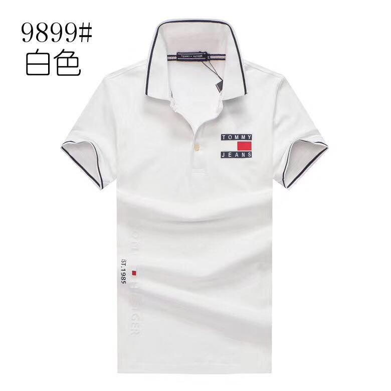 Tommy Hilfiger Printed Design Plain White Polo Shirt - Obeezi