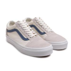 Vans Unisex Old Skool Vintage White Indigo Blue Suede Shoe - Obeezi