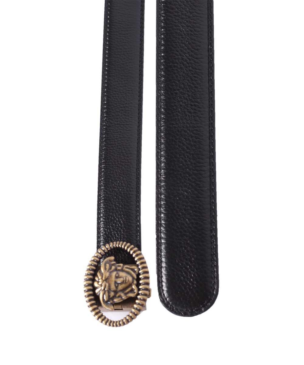 Versace Palazzo Leather Belt With Medusa Buckle Gold - Obeezi.com