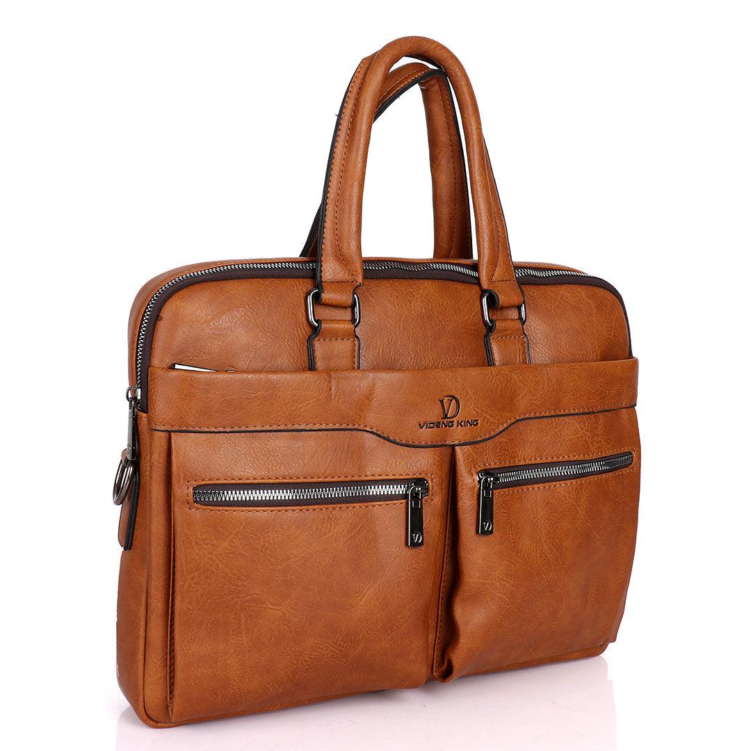 Videng King Men's Authentic Leather Laptop Bag- Tawny Brown - Obeezi.com