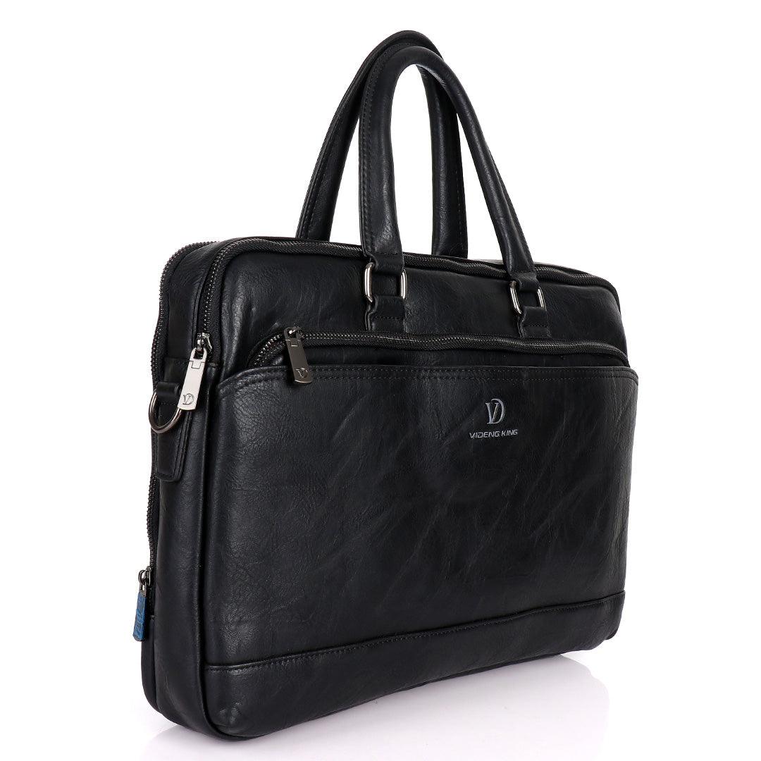 Videng King Men's Quality Leather Business Bag- Black - Obeezi.com