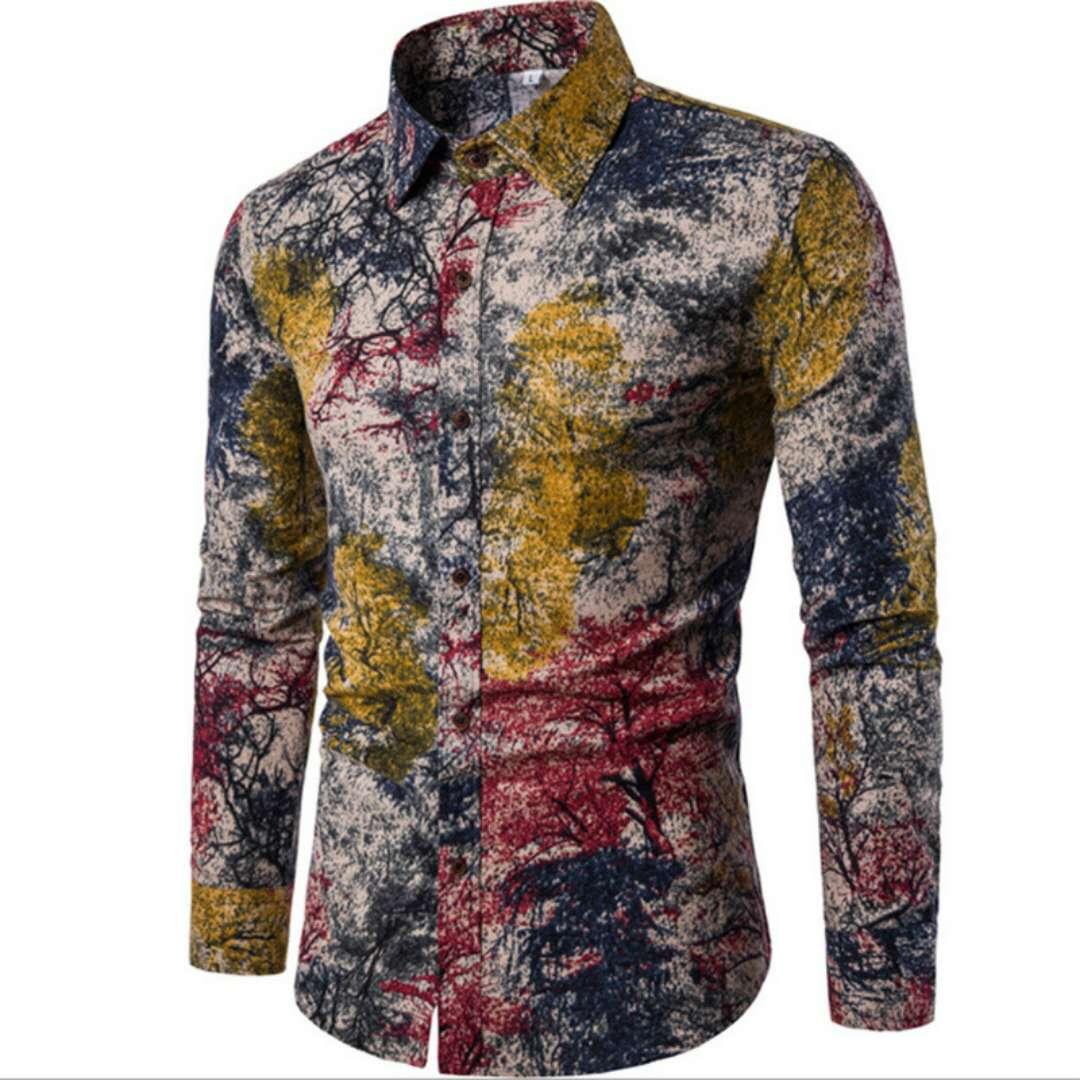 Vintage floral velvet long sleeve button down shirt - Obeezi