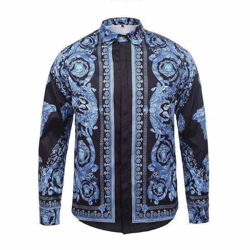 Vintage Watercolour Medusa Head Print Black and Blue Shirts - Obeezi