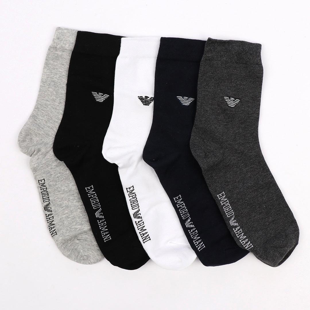 5 in 1 Unique Black Grey Navy Blue Ash White Socks - Obeezi.com