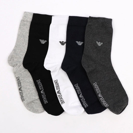 5 in 1 Unique Black Grey Navy Blue Ash White Socks - Obeezi.com