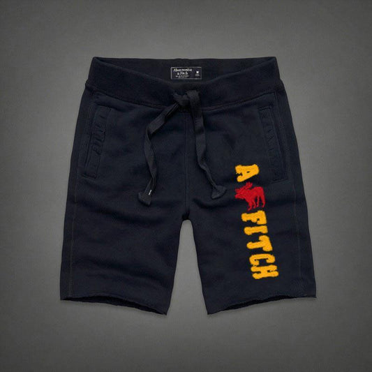 A and Fitch Men's With Yellow Logo Jogger Shorts-Navy Blue - Obeezi