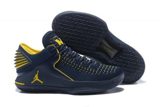 A J XXXII Low 32 University of Michigan Men's Basketball Sneakers - Obeezi