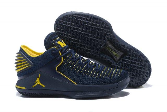 A J XXXII Low 32 University of Michigan Men's Basketball Sneakers - Obeezi
