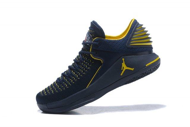 A J XXXII Low 32 University of Michigan Men's Basketball Sneakers - Obeezi