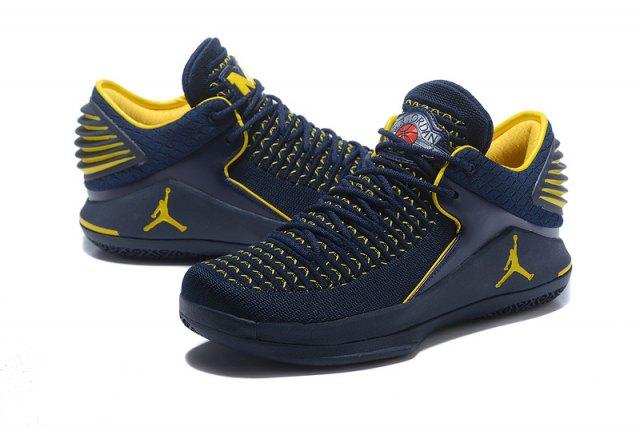 A J XXXII Low 32 University of Michigan Men's Basketball Sneakers - Obeezi