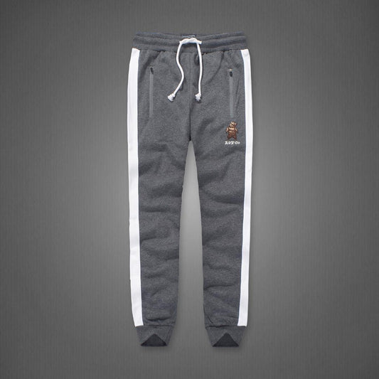 A&F Embroidered Bear Logo Designed Grey Joggers - Obeezi