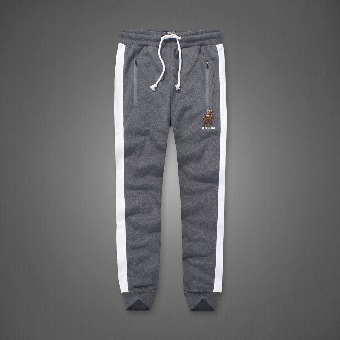 A&F Embroidered Bear Logo Designed Grey Joggers - Obeezi