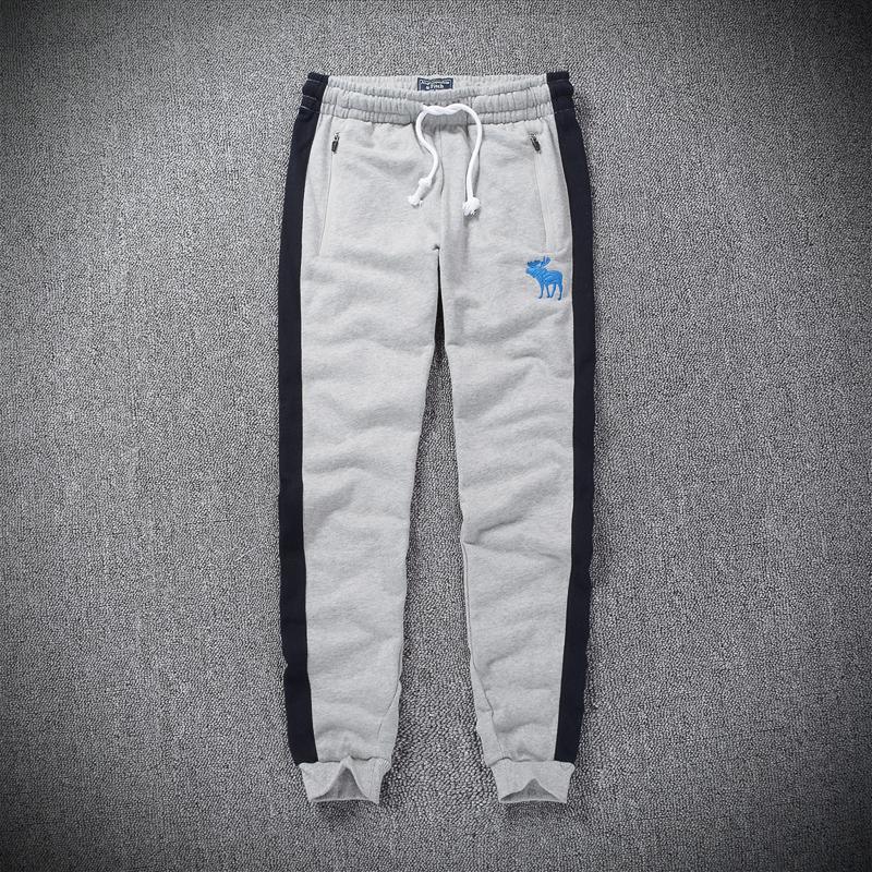 A&F Embroidered Blue Moose Logo Designed Ash And NavyBlue Joggers - Obeezi