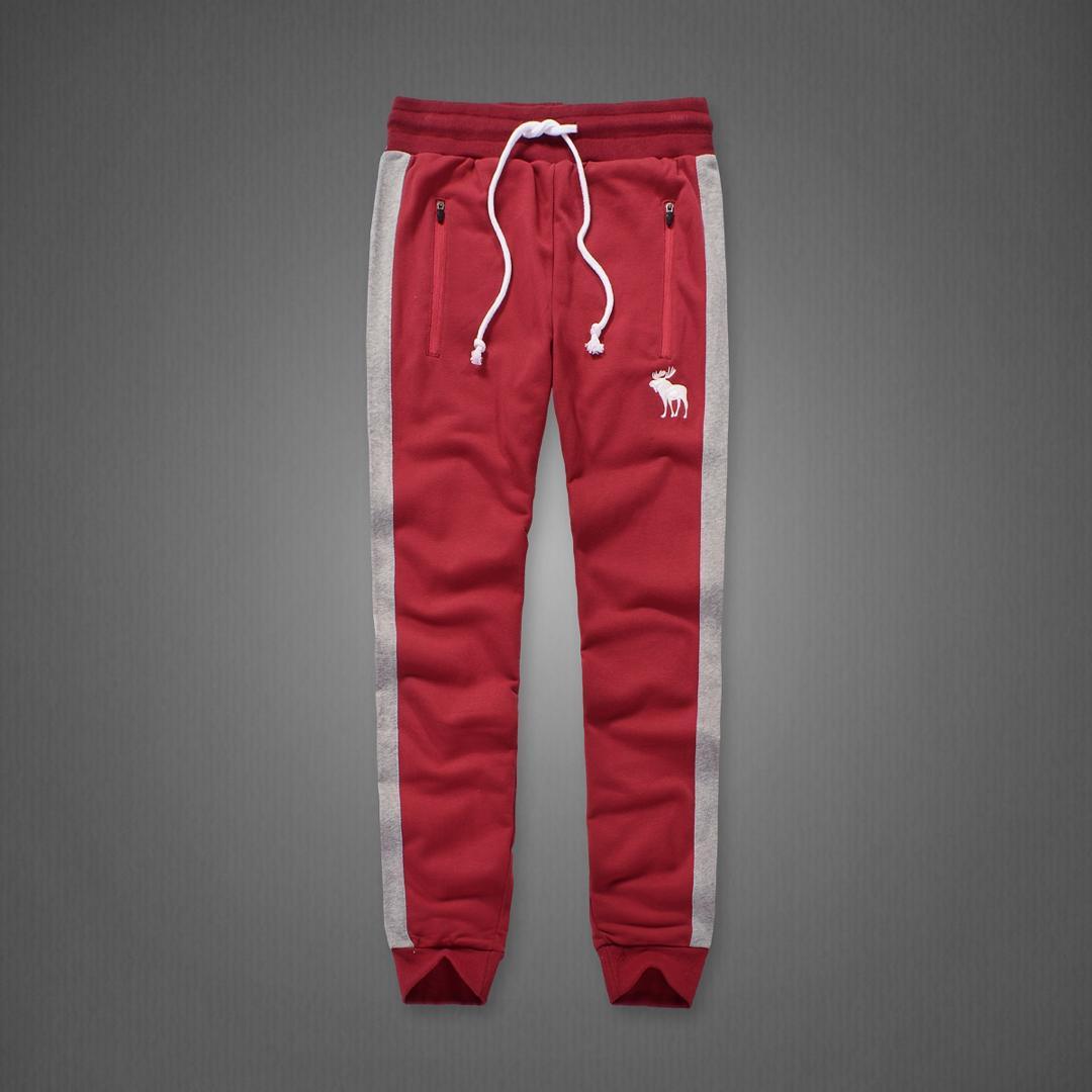 Abercrombie And Fitch Embossed Moose Designed Dual Colored Joggers- Red - Obeezi