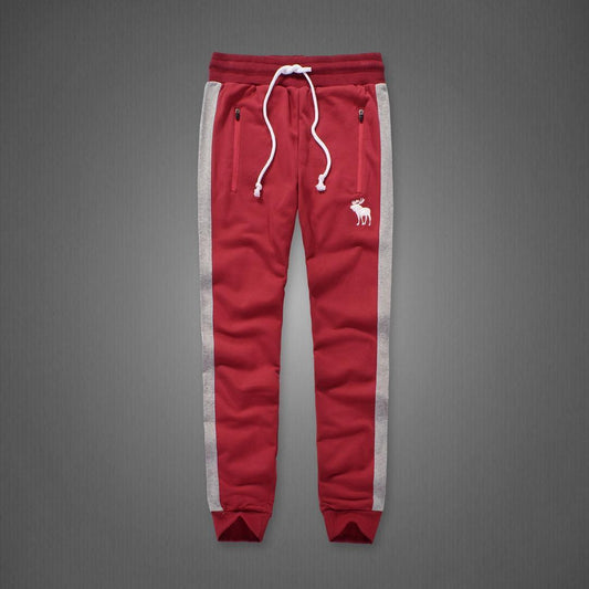 Abercrombie And Fitch Embossed Moose Designed Dual Colored Joggers- Red - Obeezi