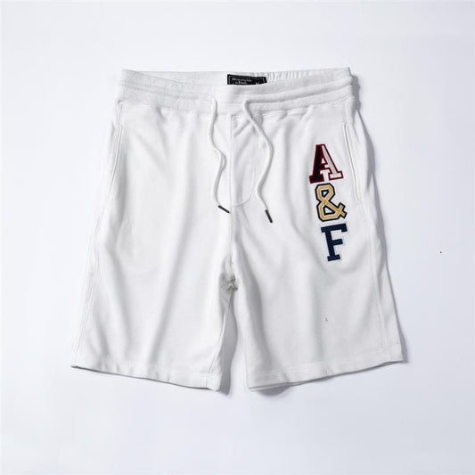 Abercrombie And Fitch Logo Embroidery Elasticated Shorts-White - Obeezi
