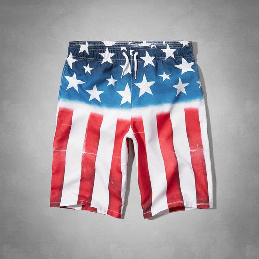 Abercrombie and Fitch Men's USA American Flag Shorts - Obeezi