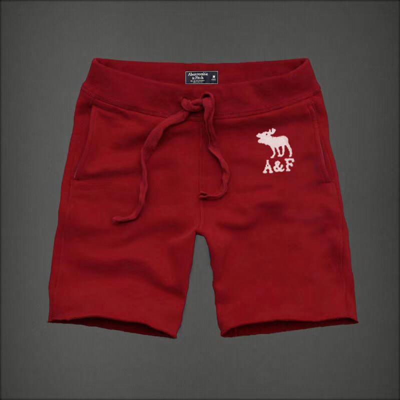 Abercrombie And Fitch Men's With White Created Logo Jogger Shorts-Red - Obeezi