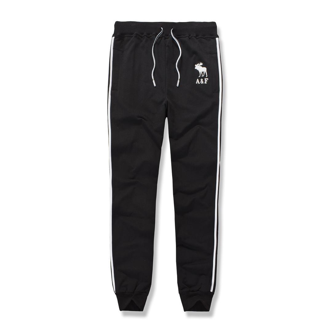 Abercrombie And Fitch White Moose Logo Designed Black Joggers - Obeezi
