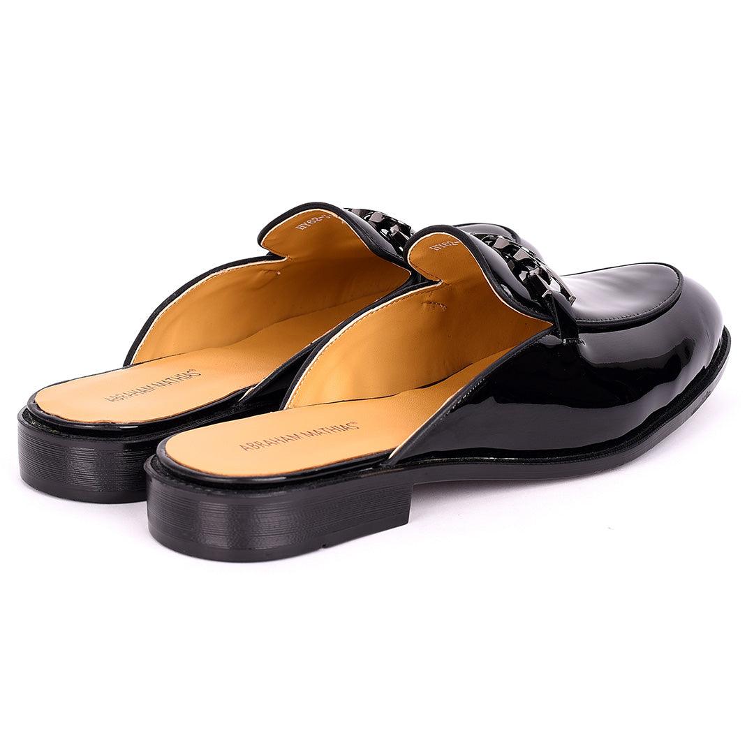 Abraham Mathias Glossy Leather Men's Half Shoe- Black - Obeezi.com