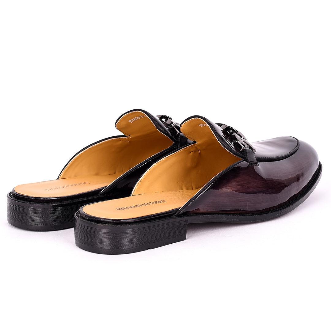 Abraham Mathias Glossy Leather Men's Half Shoe- Grey - Obeezi.com