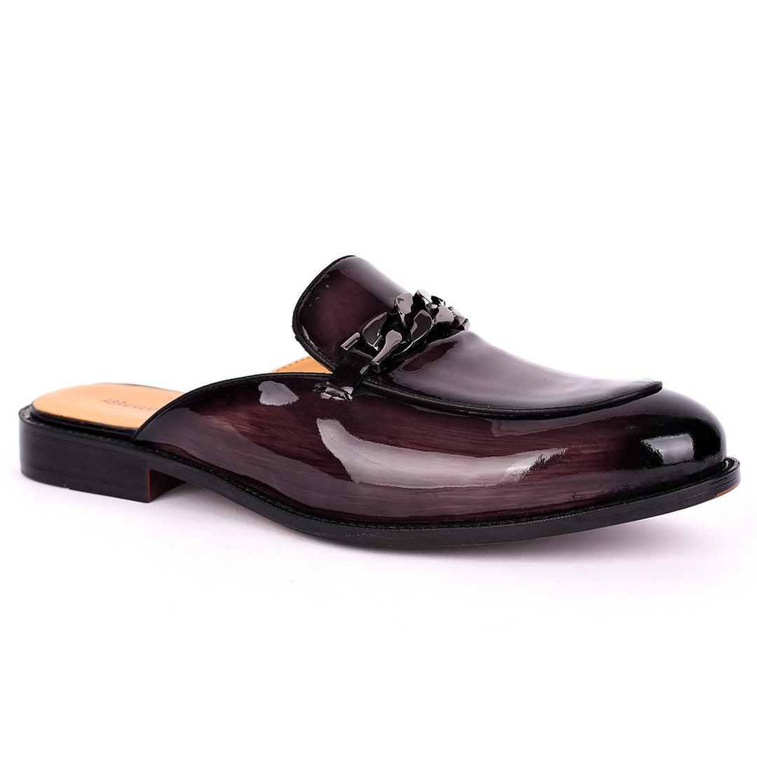 Abraham Mathias Glossy Leather Men's Half Shoe- Grey - Obeezi.com