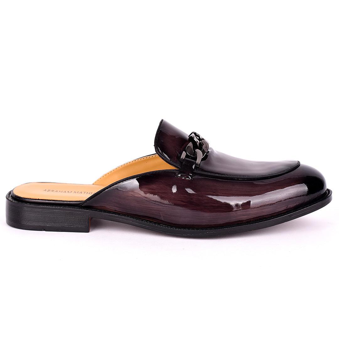 Abraham Mathias Glossy Leather Men's Half Shoe- Grey - Obeezi.com