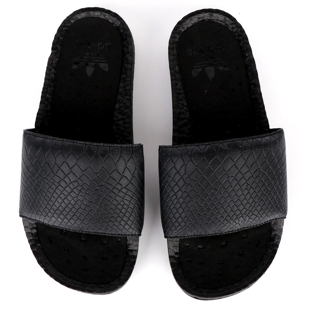 AD Adilette Boost Men's Crocodile Skin Breathable Slide-Black - Obeezi.com