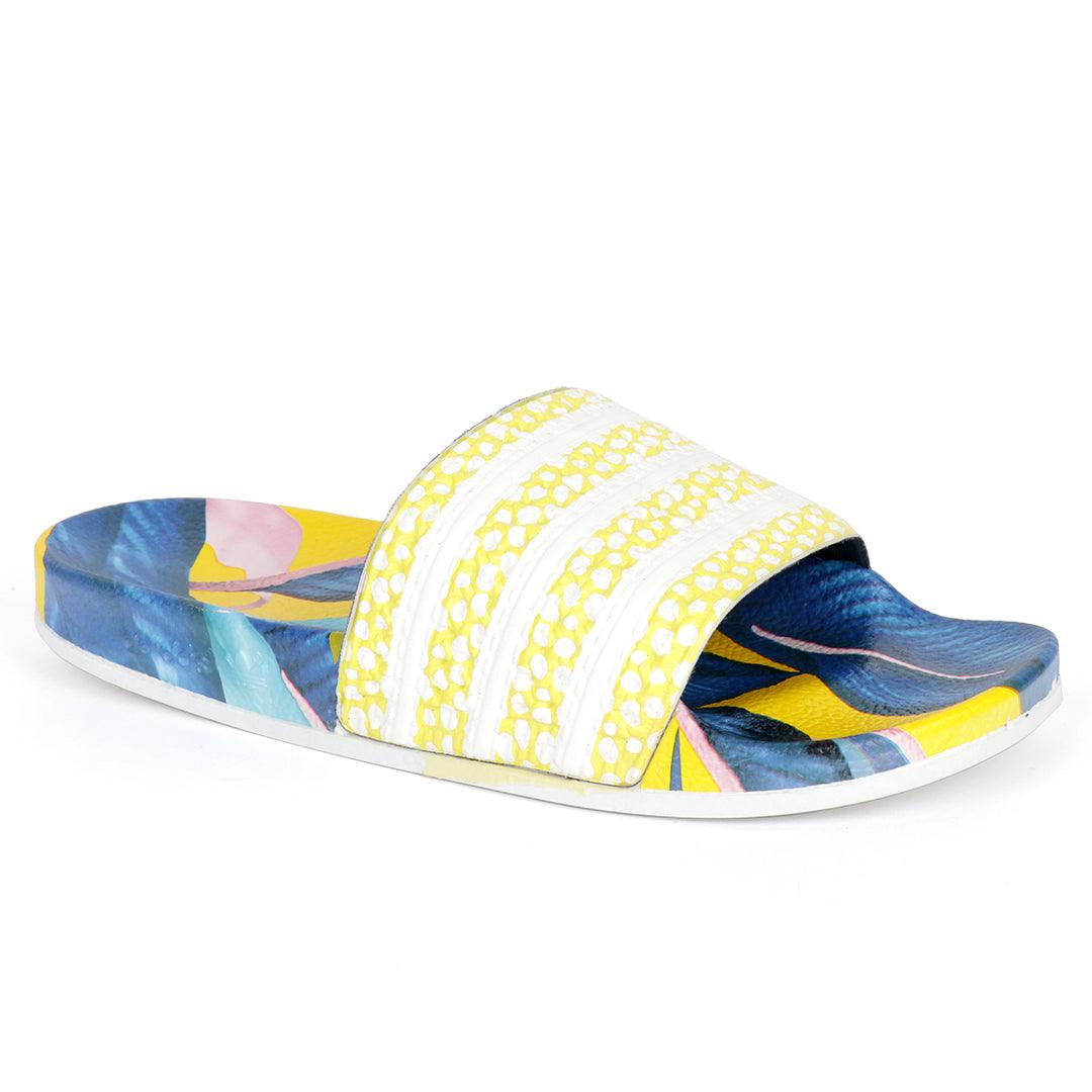 AD Adilette Men's Slide Floral Print Sole -Yellow - Obeezi.com