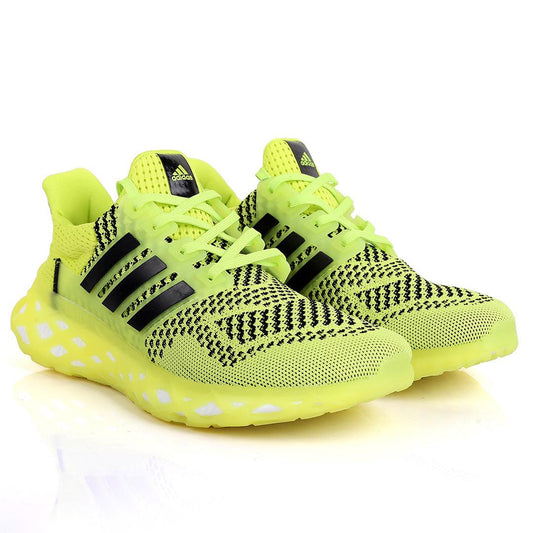 AD Boost Lemon And Black Designed Drift Men's Running Sneakers With Lemon Sole - Obeezi.com