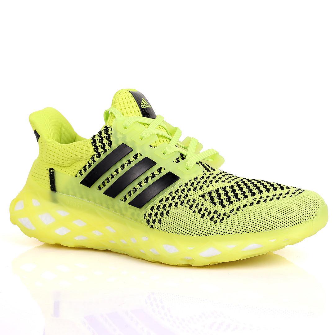 AD Boost Lemon And Black Designed Drift Men's Running Sneakers With Lemon Sole - Obeezi.com