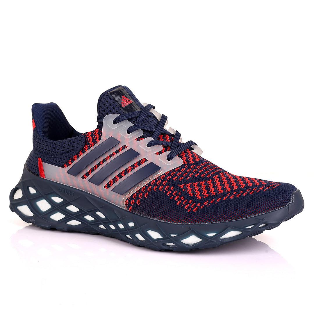 AD Boost Red And NavyBlue Men's Running Sneakers - Obeezi.com