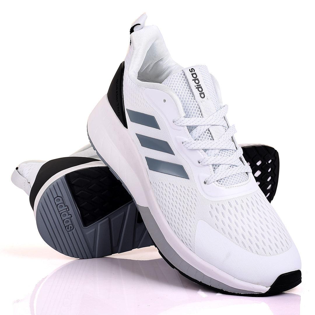AD Boost White Grey And Black Designed Men's Running Sneakers - Obeezi.com