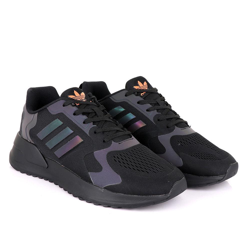 Ad Brand 3 Stripes Black Sneakers - Obeezi