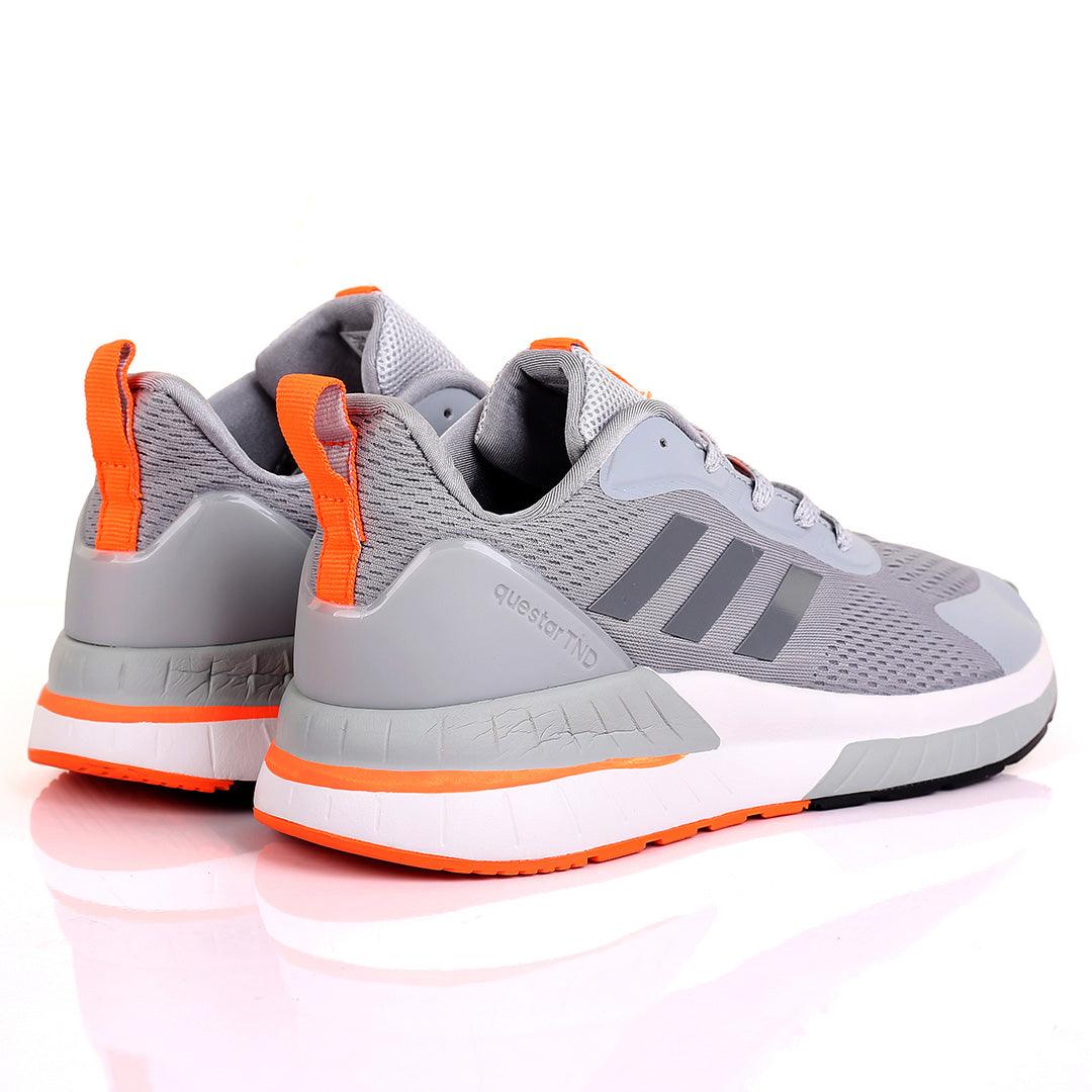 AD Cloudfoam Comfy Grey With White And Orange Sole Designed Lace Up Breathable Sneakers - Obeezi.com
