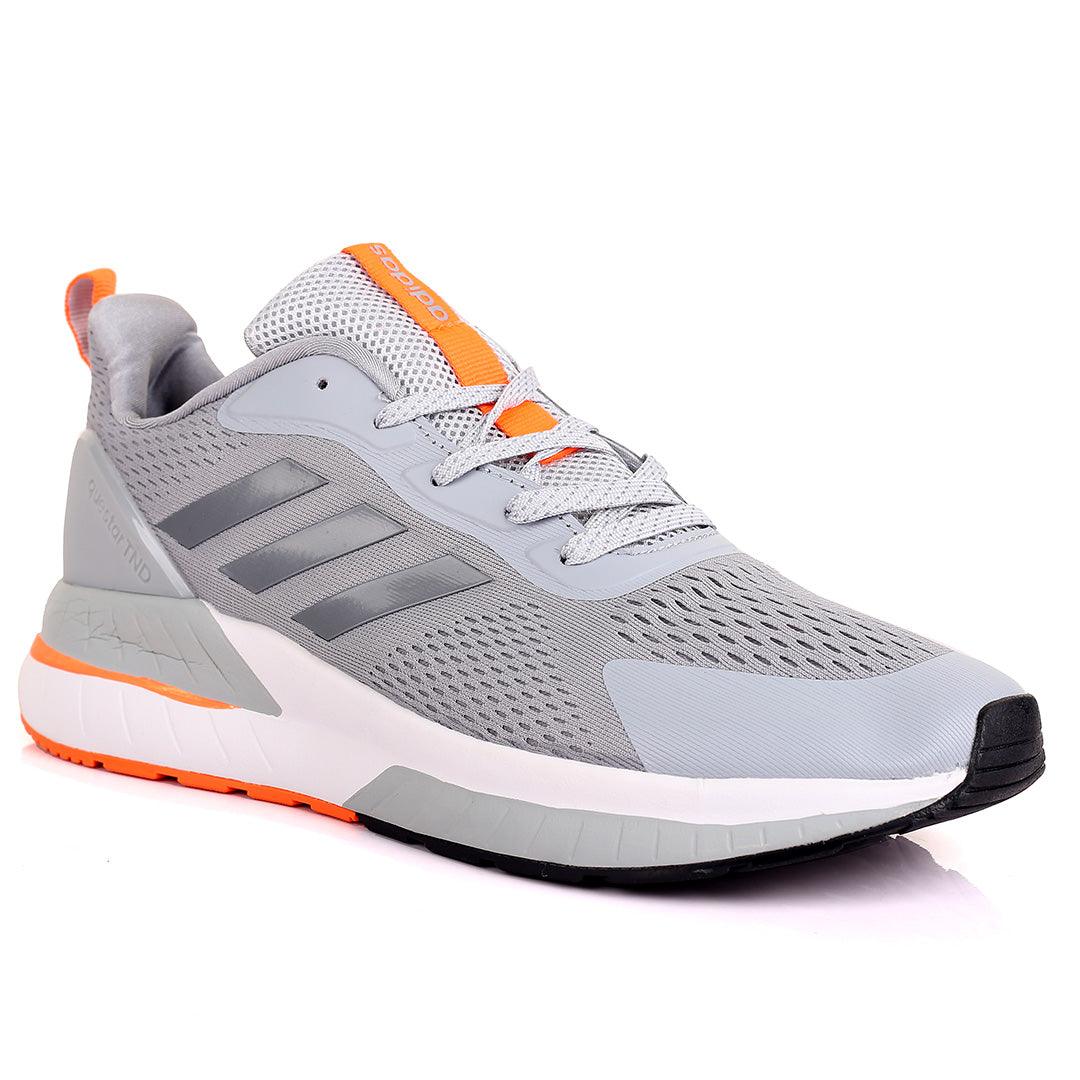 AD Cloudfoam Comfy Grey With White And Orange Sole Designed Lace Up Breathable Sneakers - Obeezi.com