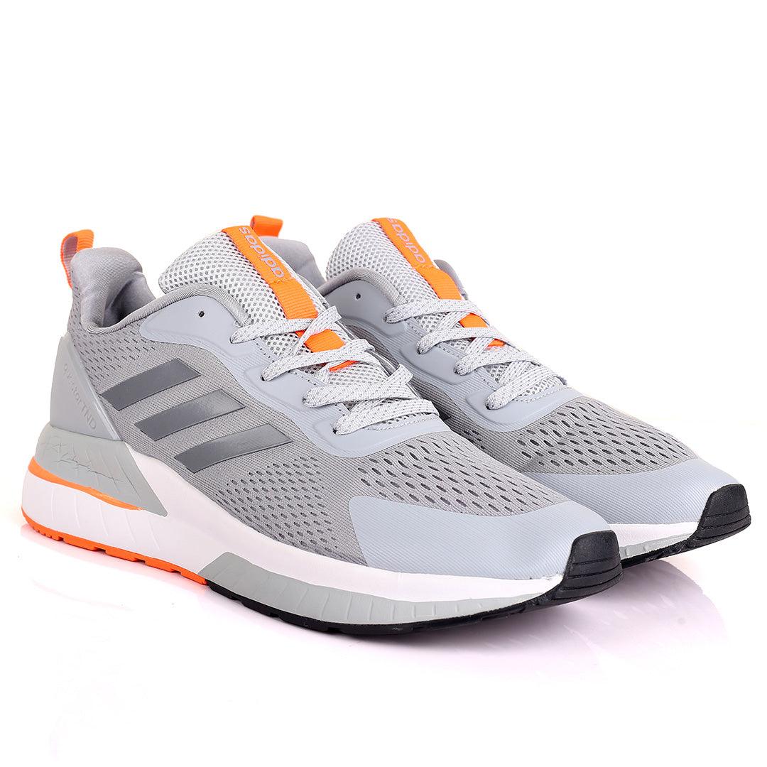AD Cloudfoam Comfy Grey With White And Orange Sole Designed Lace Up Breathable Sneakers - Obeezi.com