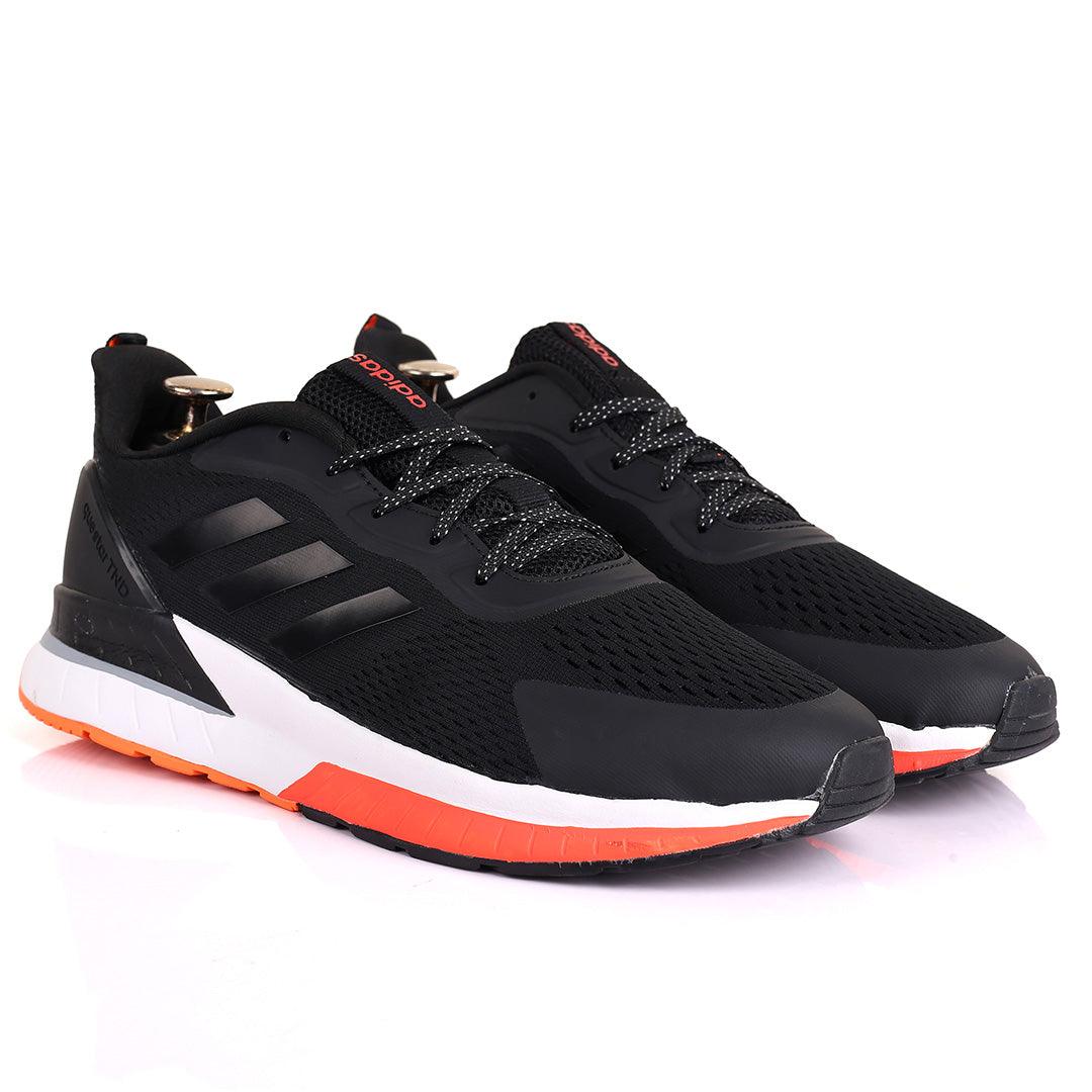 AD Comfy Black With Stripes Designed White And Red Sole Lace Up Breathable Sneakers - Obeezi.com