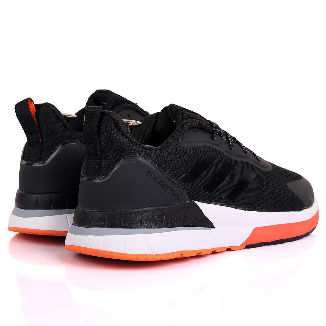 AD Comfy Black With Stripes Designed White And Red Sole Lace Up Breathable Sneakers - Obeezi.com