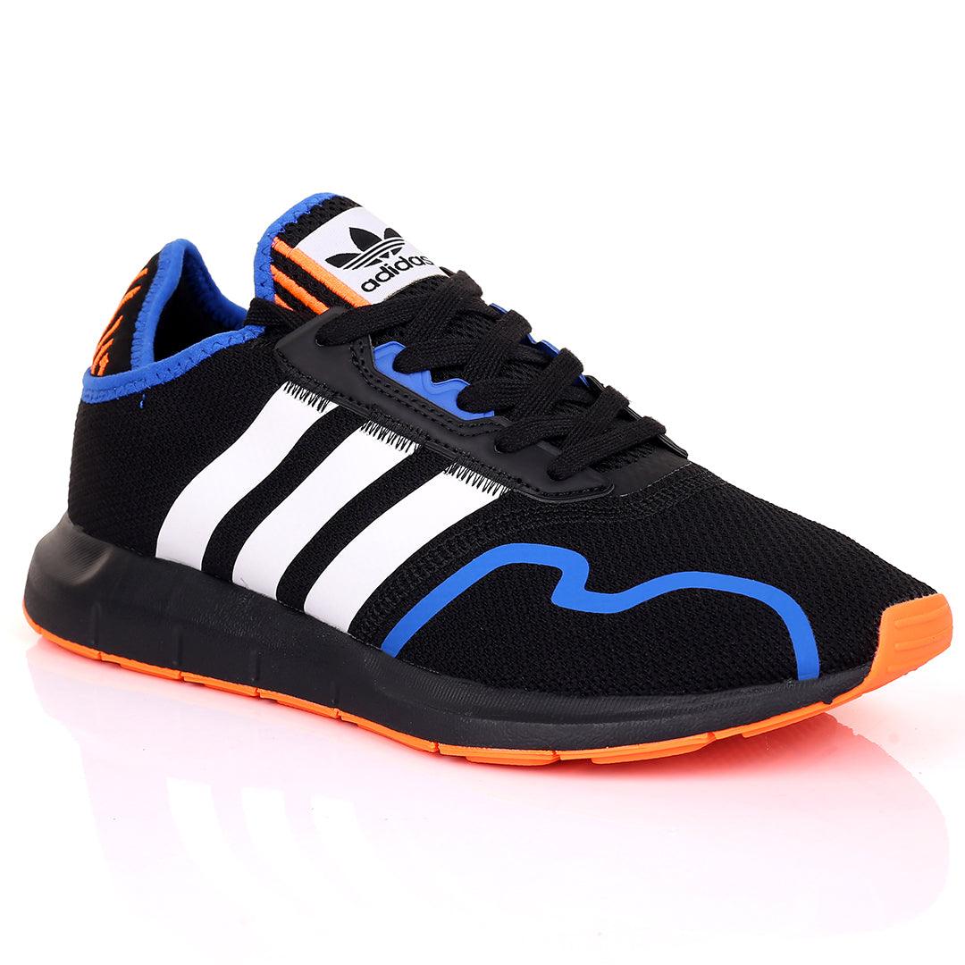 AD Comfy Black With White And Orange Stripe Designed Sneakers - Obeezi.com