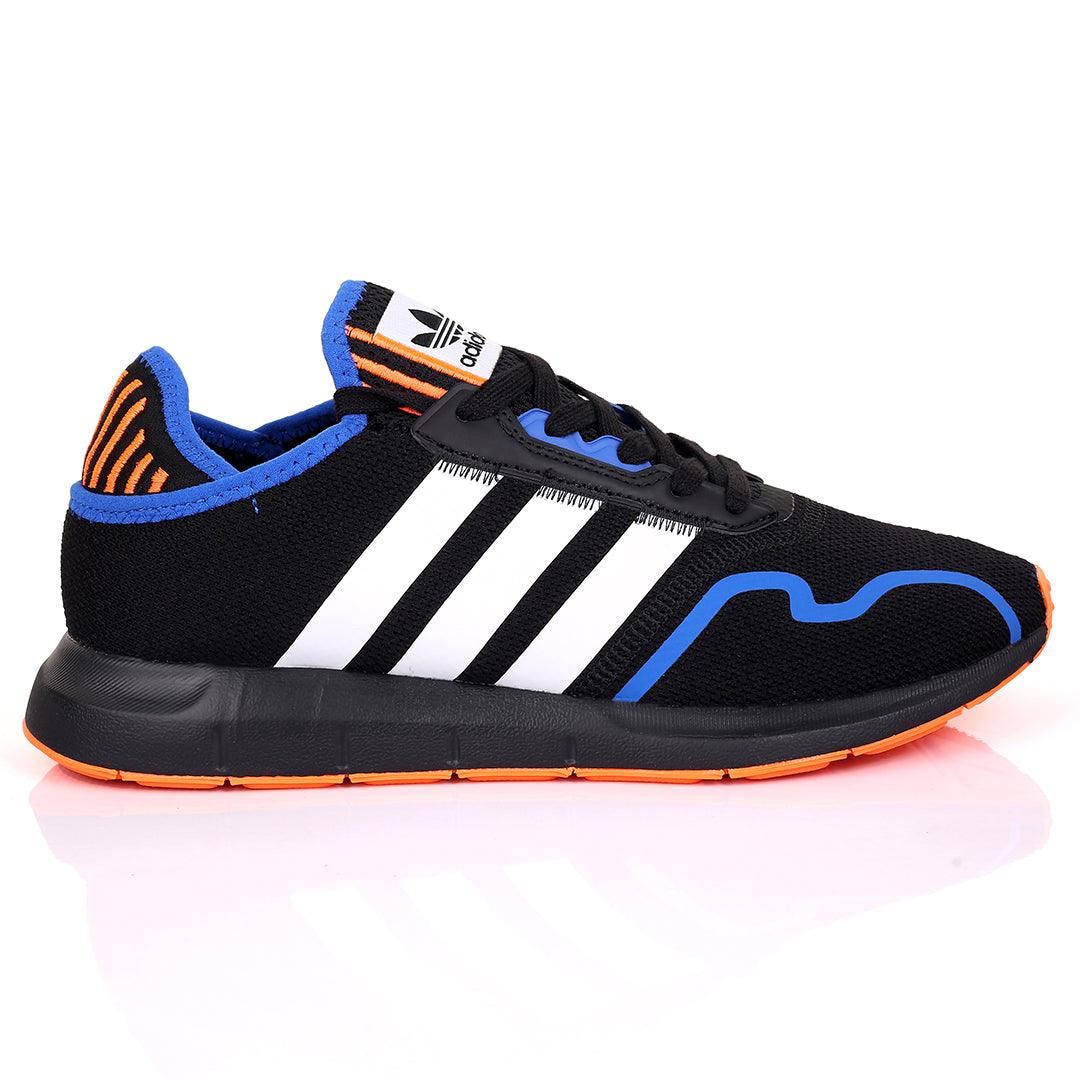 AD Comfy Black With White And Orange Stripe Designed Sneakers - Obeezi.com